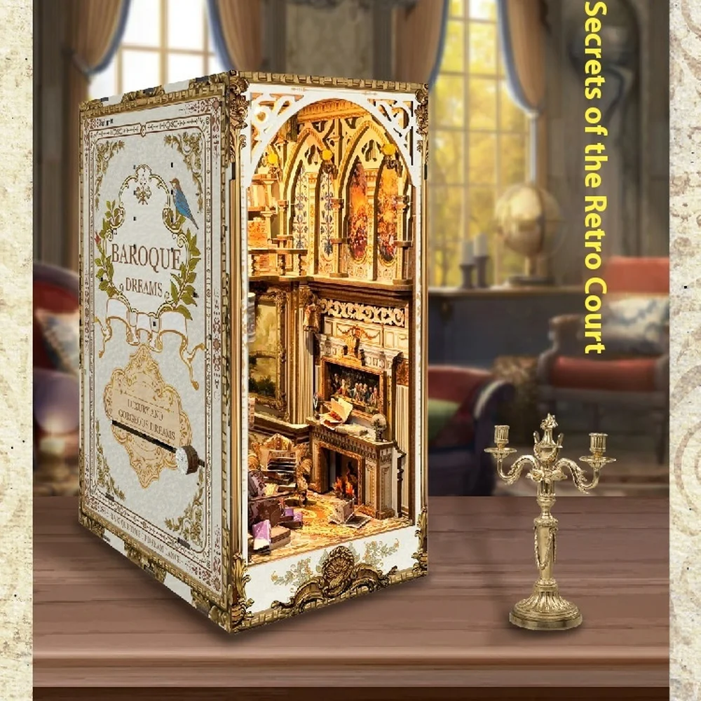 Diy Wooden Book Nook Kit Shelf Insert - خزانة خشبية مصنوعة يدويًا للأصدقاء ،