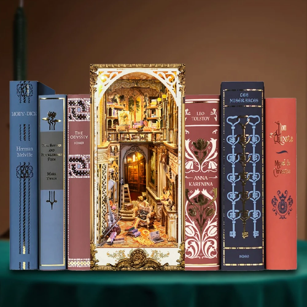 خزانة خشبية مصنوعة يدويًا للأص - مراجعة Diy Wooden Book Nook Kit Shelf Insert وسعره