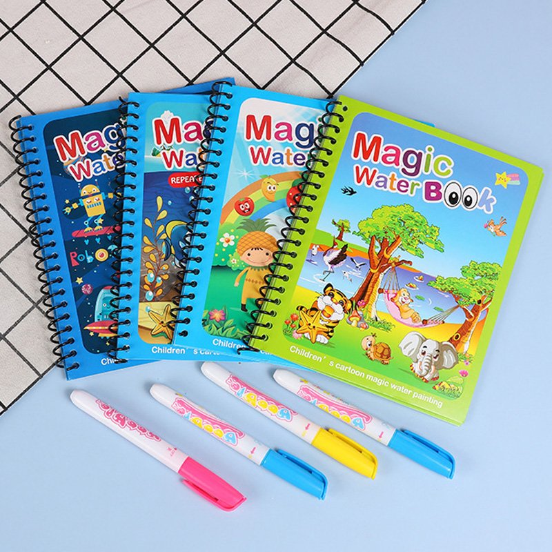 كتاب مائي سحري مع قلم، هدايا ل - مراجعة Reusable Water Magic Coloring Book وسعره